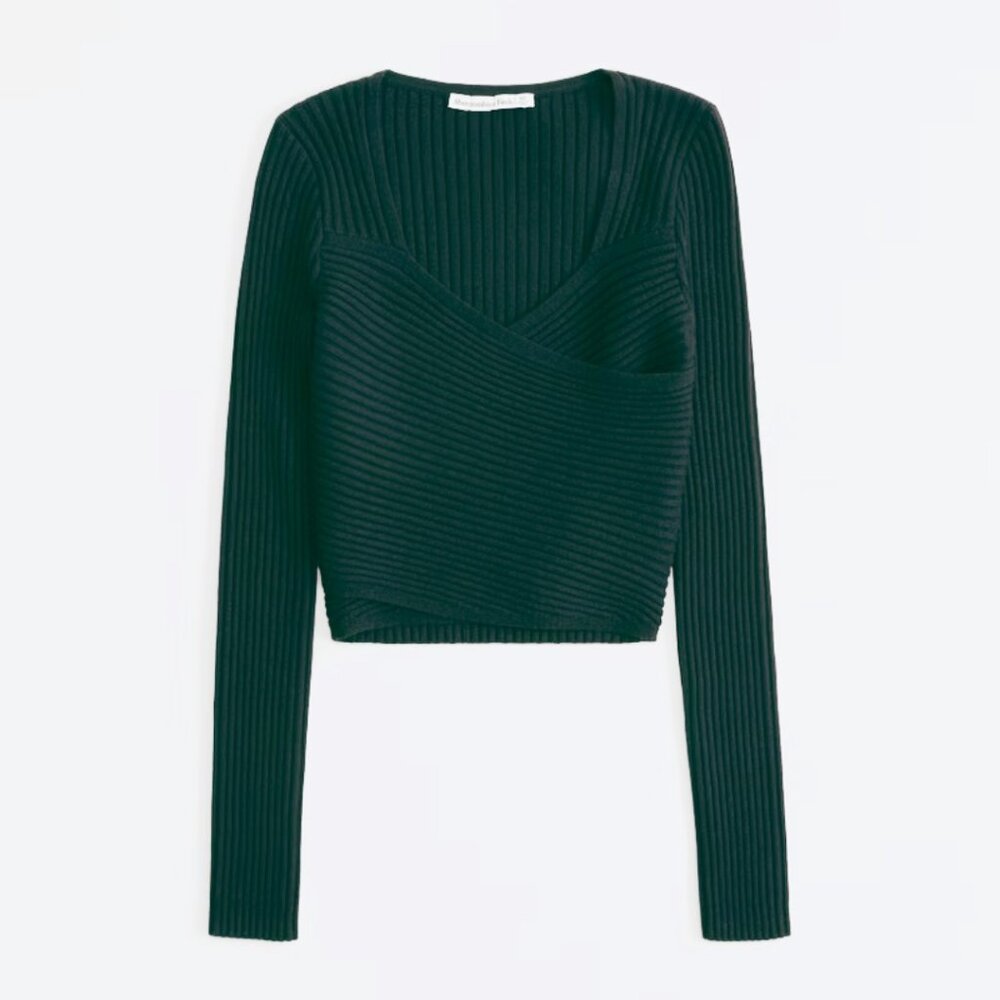 Abercrombie & Fitch LuxeLoft Slim Wrap Sweater in Green Size L